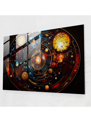 Popcasso Kozmik Vitray Tasarımı ile Dünya Cam Tablo Duvar Dekorasyonu