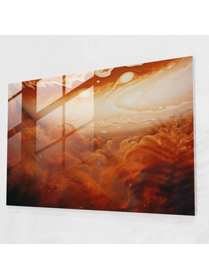 Popcasso Jüpiter Temalı Cam Duvar Tablosu - Dünya Kıvrılan Bulutlar Kozmik Görsel