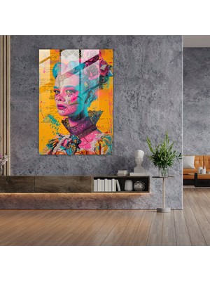 Popcasso Rokoko Pop Art Temperli Cam Tablo - Klasik ile Pop Sanatını Birleştiren Modern Duvar Dekorasyonu