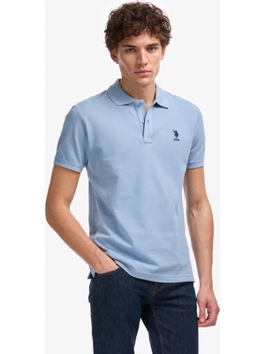 U.S. Polo Assn. Erkek Slim Fit Polo Yaka Mavi Basic Tişört 50322304-VR036