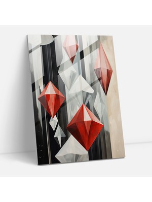 Popcasso Modern Elmas Cam Duvar Tablosu - Elmas Desenli Cam Tablo