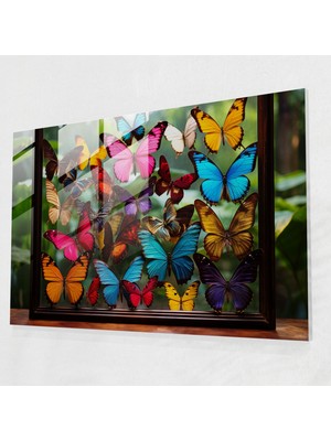 Popcasso Kurutulmuş Kelebekler Cam Tablo - Dekoratif Duvar Süsü
