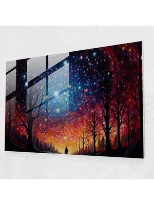 Popcasso Canlı Galaksi Cam Tablo - Dünya Manzarası Için Renkli Duvar Dekorasyonu