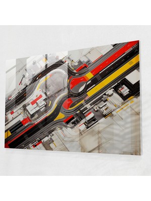 Popcasso Formula 1 Yarış Pisti Temperli Cam Tablo - Hava Perspektifi ile Dönemeçler ve Virajlar Görseli