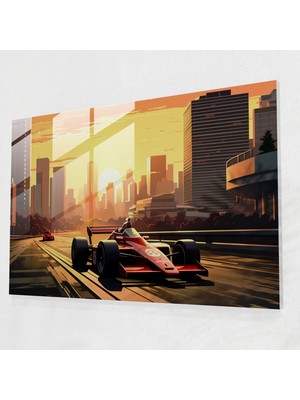 Popcasso Formula 1 Retro Cam Tablo - Alacakaranlık Temalı F1 Araba Görseli