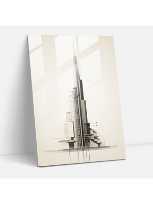 Popcasso Galata Kulesi Temalı Geometrik Desen Cam Duvar Tablosu - Minimalist Tasarım
