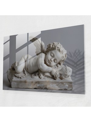 Popcasso Klasik Ev Dekorasyonu Rönesans Melek Figürü Cam Tablo / Temperli Cam Tablo / Dekoratif Cam Tablo