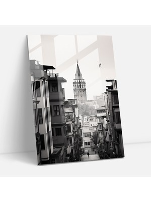 Popcasso Galata Kulesi Temperli Cam Tablo Modern Sanat Teması