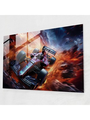 Popcasso Formula 1 Temalı Cam Duvar Tablosu - Maksimum Hassasiyet ile Üretilmiş Premium Cam Malzeme