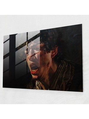 Popcasso Caravaggio Tarzı Temperli Cam Tablo: Işık ve Karanlık Kontrastı ile Modern Sanat Dokusu