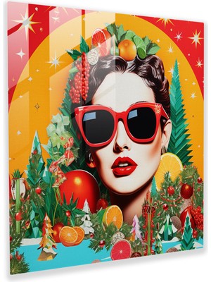 Popcasso Noel Pop Sanat Kolaj Cam Tablo - Modern Sanat Temalı Cam Duvar Tablosu