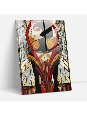Popcasso Art Deco Çizgi Roman Cam Tablo - Klasizm ve Popart ile Harmanlanan Modern Cam Duvar Tablosu