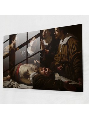 Popcasso Caravaggio Tarzı Cam Duvar Tablosu - Modern Sanat Temalı Dekoratif Cam Tablo