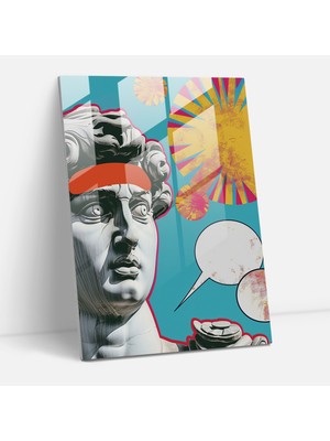 Popcasso Klasik Pop Sanat Temalı Cam Duvar Tablosu - Klasikizm ve Popart Üzerine Modern Tasarım