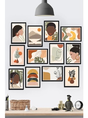 Tontilika Çerçeve Görünümlü Minimal Woman Mdf Tablo Seti (80X80 Cm) 12 Parça