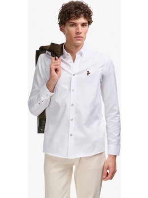 U.S. Polo Assn. Erkek Beyaz Uzun Kollu Basic Gömlek 50322161-VR013