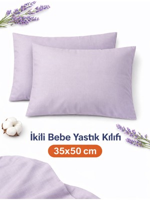 Home Ikili Bebe Yastık Kılıfı Lila 35X50 cm %100 Pamuk