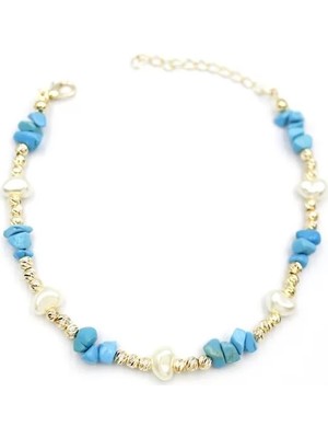 Ethab Ticaret Dorika Taş Halhal - Turkuaz