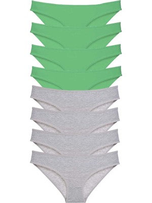 Ethab Ticaret 8 Adet Süper Eko Set Likralı Kadın Slip Külot Yeşil Gri