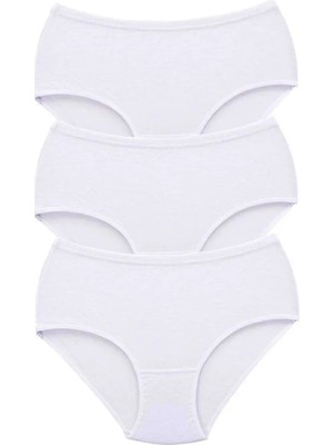 Ethab Ticaret 3 Adet Tutku Kadın Yüksek Bel Bato Kalın Lastik Külot Beyaz