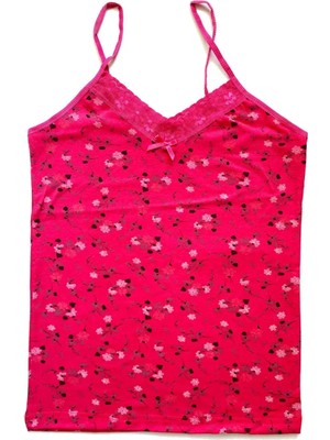 Ethab Ticaret Kadın Askılı Desenli Atlet Dantelli Empirme Pamuklu Penye D3