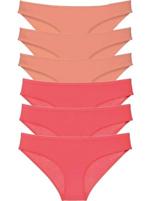 Ethab Ticaret 6 Adet Süper Eko Set Likralı Kadın Slip Külot Pudra Fuşya