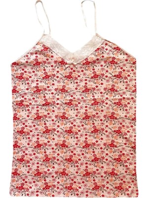 Ethab Ticaret Kadın Askılı Desenli Atlet Dantelli Empirme Pamuklu Penye D1