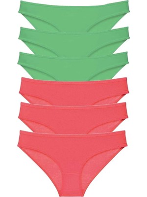 Ethab Ticaret 6 Adet Eko Set Likralı Kadın Slip Külot Yeşil Fuşya