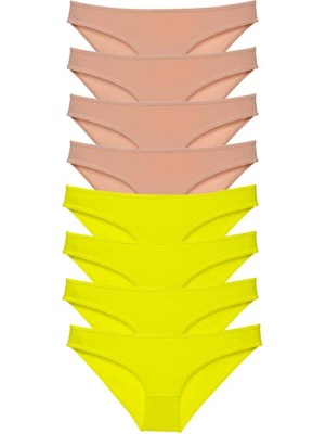 Ethab Ticaret 8 Adet Süper Eko Set Likralı Kadın Slip Külot Sarı Ten