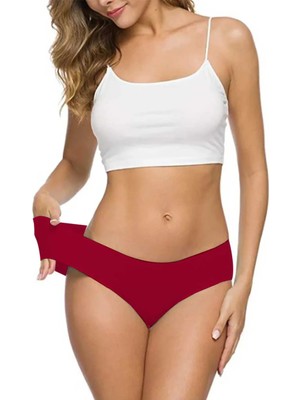 Ethab Ticaret Kadın Dikişsiz Lazer Kesim Esnek Iz Yapmayan Külot Bordo