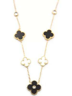 Ethab Ticaret Taşlı Yonca Kolye - Altın