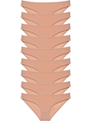 Ethab Ticaret 9 Adet Süper Eko Set Likralı Kadın Slip Külot Ten