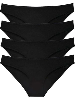 Ethab Ticaret 4 Adet Süper Eko Set Likralı Kadın Slip Külot Siyah