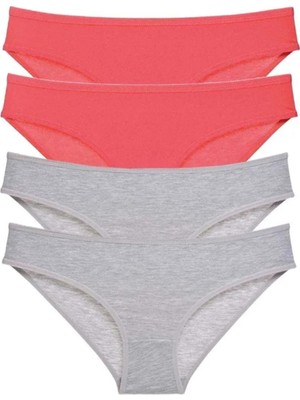 Ethab Ticaret 4 Adet Süper Eko Set Likralı Kadın Slip Külot Fuşya Gri