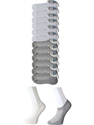Ethab Ticaret Gri ve Beyaz Erkek Görünmez Çorap 12 Çift