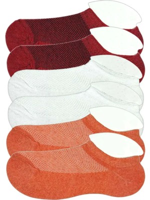 Ethab Ticaret 6 Adet Çocuk Sneaker Patik Çorap Bordo Beyaz Turuncu