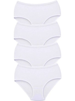 Ethab Ticaret 4 Adet Tutku Kadın Yüksek Bel Bato Kalın Lastik Külot Beyaz