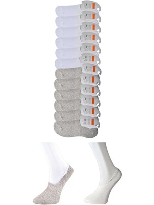 Ethab Ticaret Gri ve Beyaz Erkek Babet Çorap 12 Çift