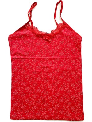 Ethab Ticaret Kadın Askılı Desenli Atlet Dantelli Empirme Pamuklu Penye D9