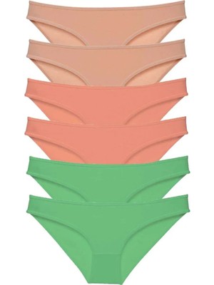 Ethab Ticaret 6 Adet Süper Eko Set Likralı Kadın Slip Külot Ten Pudra Yeşil