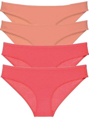 Ethab Ticaret 4 Adet Eko Set Likralı Kadın Slip Külot Pudra Fuşya