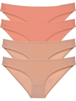 Ethab Ticaret 4 Adet Süper Eko Set Likralı Kadın Slip Külot Pudra Ten