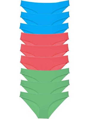 Ethab Ticaret 9 Adet Süper Eko Set Likralı Kadın Slip Külot Yeşil Fuşya Mi