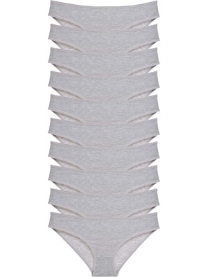 Ethab Ticaret 10 Adet Süper Eko Set Likralı Kadın Slip Külot Gri