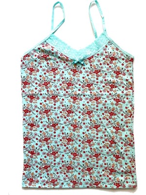 Ethab Ticaret Kadın Askılı Desenli Atlet Dantelli Empirme Pamuklu Penye D5