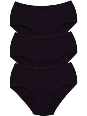 Ethab Ticaret 3 Adet Tutku Kadın Yüksek Bel Bato Kalın Lastik Külot Siyah