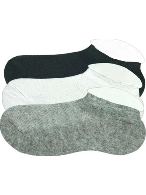 Ethab Ticaret 3 Adet Çocuk Sneaker Patik Çorap Siyah Beyaz Gri