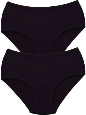 Ethab Ticaret 2 Adet Tutku Kadın Yüksek Bel Bato Kalın Lastik Külot Siyah