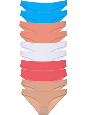 Ethab Ticaret 10 Adet Süper Eko Set Likralı Kadın Slip Ten Beyaz Pudra Fuşya Mi