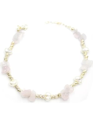 Ethab Ticaret Dorika Taş Halhal - Pembe